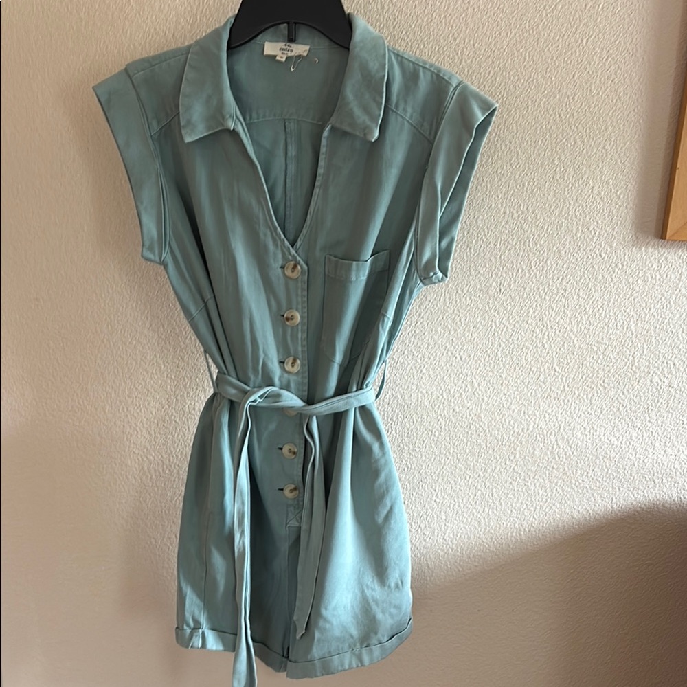 Entro Light Blue Button-Up Romper